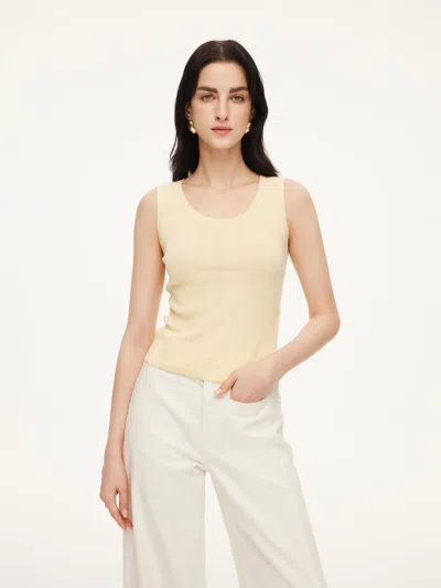Goelia Cotton Mulberry Silk Blend Women Tank Top In Yellow