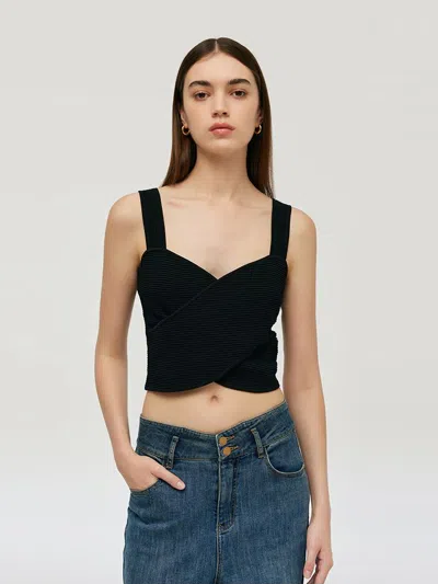 Goelia Crossover Women Knitted Tank Top In Black