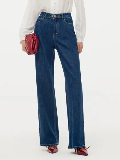 Goelia Denim Adjustable Waist Women Jeans In Blue