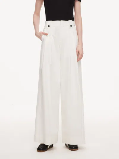 Goelia Denim Adjustable Waist Women Relaxed Straight Jeans In White