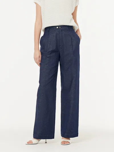 Goelia Denim Adjustable Waist Women Straight-leg Jeans In Blue