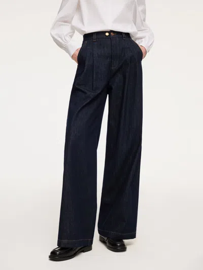 Goelia Denim Adjustable Waist Women Wide Leg Jeans In Animal Print
