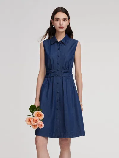 Goelia Denim A-line Sleeveless Women Mini Dress In Blue