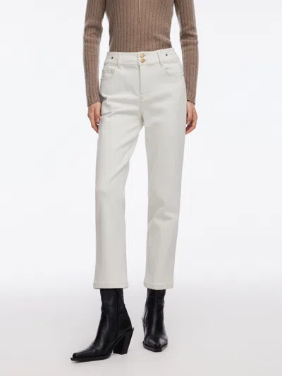 Goelia Denim Fleece Lined Women Ankle Length Jeans In White