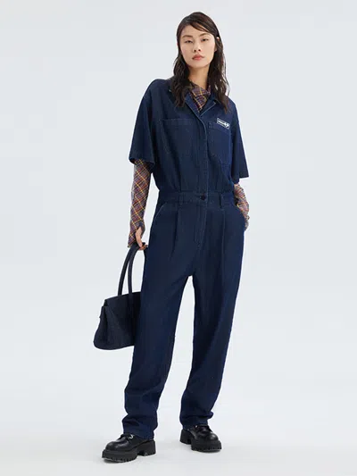 Goelia Denim Full Length Jumpsuit In Blue
