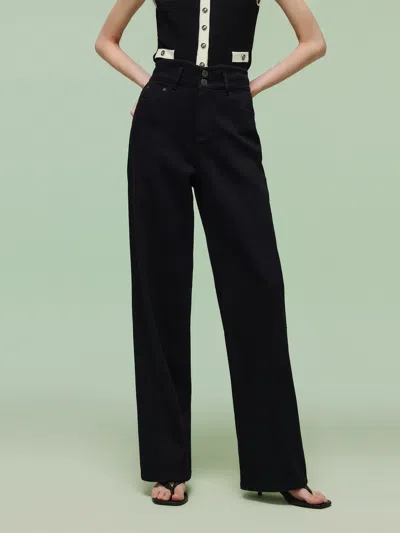 Goelia Denim High-waisted Women Column Jeans In Black