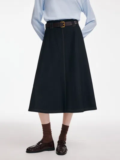 Goelia Denim Look Women A-line Skirt With Belt In Blue