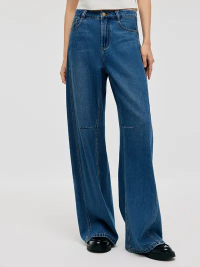 Goelia Denim Mid-rise Women Baggy Jeans In Blue