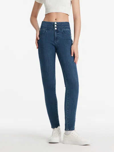 Goelia Denim Sheath High-waisted Women Jeans In Blue