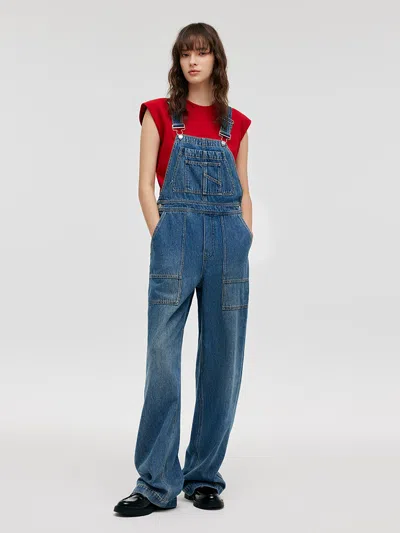 Goelia Denim Straight Full-length Women Overalls In Blue