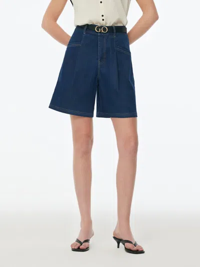 Goelia Denim Stretch Adjustable High-waisted Women Shorts In Multi