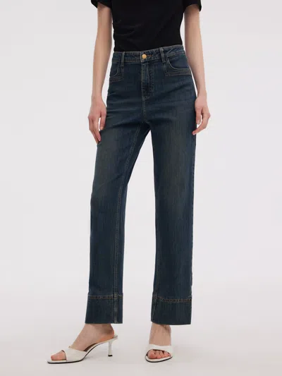 Goelia Denim Women Ankle-length Cuffed Jeans In Black
