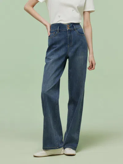 Goelia Denim Women High-waisted Straight Leg Jeans In Blue