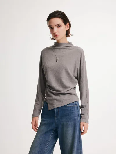 Goelia Double-faced Brushed Mock Neck Women Knit Top In Gray