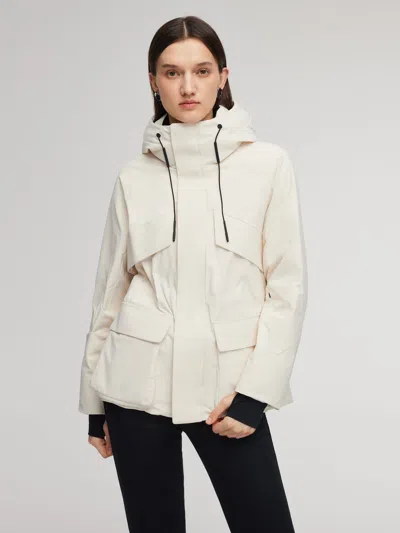 Goelia Drawstring Waist Unisex Hooded Goose Down Coat In Neutral