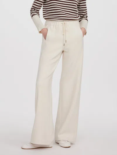 Goelia Drawstring Waist Wide Leg Women Knit Pants In White