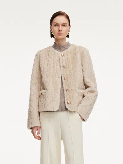 Goelia Eco-friendly Faux Fur Textured Women Coat In White
