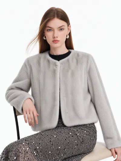 Goelia Eco-friendly Faux Fur Women H-line Coat In Gray
