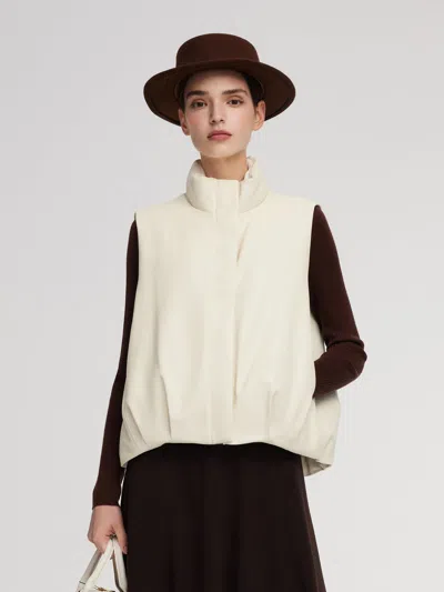 Goelia Eco-friendly Leather Goose Down Vest In Neutral