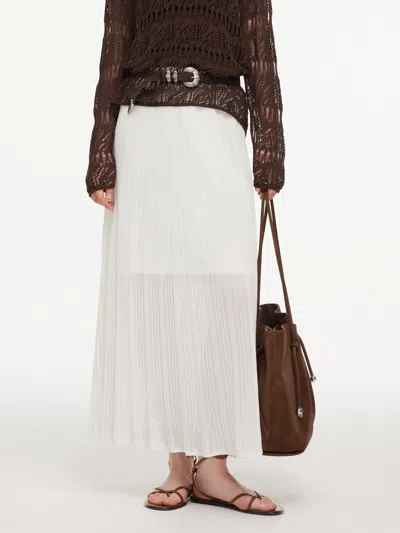 Goelia Elastic Waist Wrinkle-resistant A-line Women Knit Skirt In Off White
