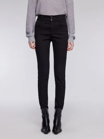Goelia Fade-resistant Fleece-lined Raw Hem Women Skinny Jeans In Black