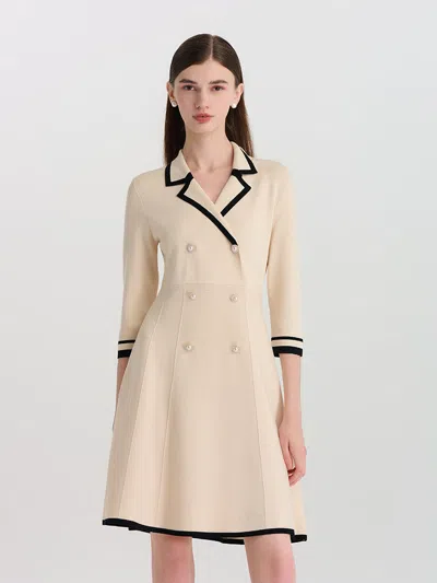 Goelia Fitted Double-breasted V-neck Mini Dress In Neutral