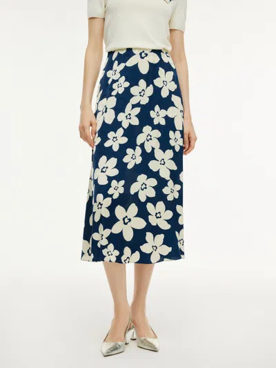 Goelia Floral Print A-line Women Skirt In Blue