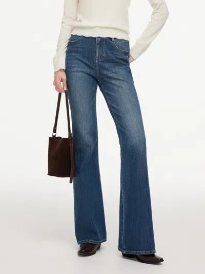 Goelia Four-way Stretch Denim Women Flared Jeans In Mid Denim