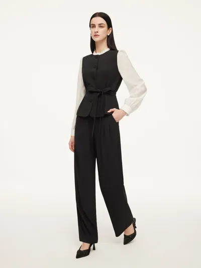 Goelia Four-way Stretch Mock Layered Shirt And Pants Two-piece Set With Self-tie Belt In Multi