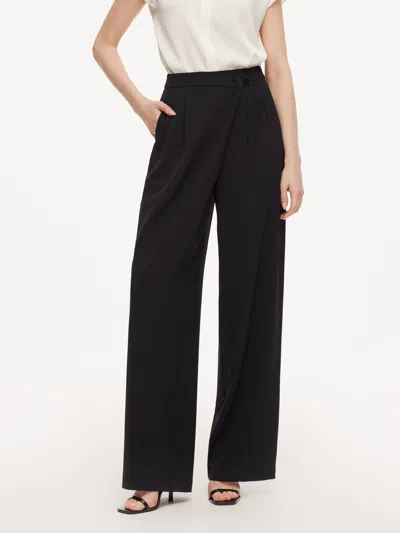 Goelia Four-way Stretch Straight Leg Women Asymmetric Wrap Pants In Black