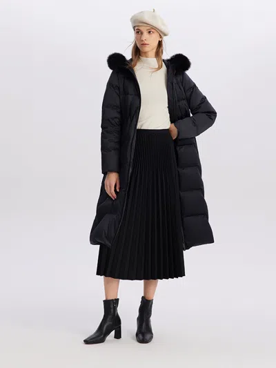 Goelia Gathered Waist Goose Down Garment In Black