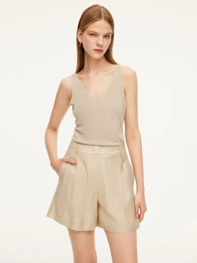 Goelia Glittering V-neck Women Knit Tank Top In Neutral