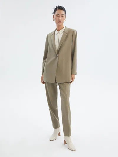 Goelia Green Worsted Wool One Button Women Blazer In Brown