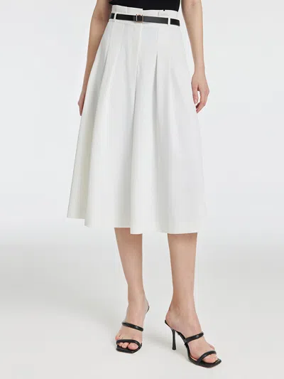 Goelia High-waisted Mid-calf Women Wide Leg Pants In White