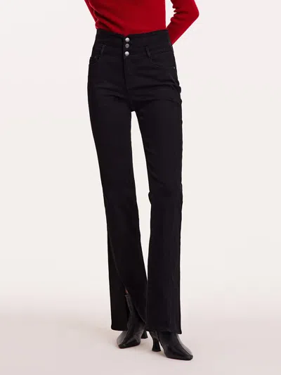 Goelia High-waisted Slight Flared Women Jeans In Black