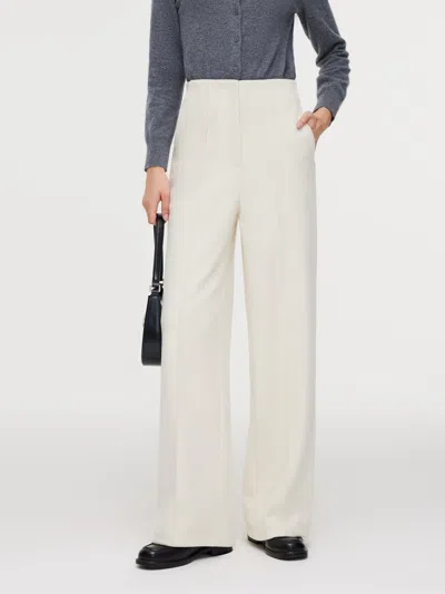 Goelia High-waisted Stretch Wide Leg Women Knit Pants In White
