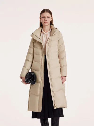 Goelia Hooded Long Goose Down Garment In Neutral
