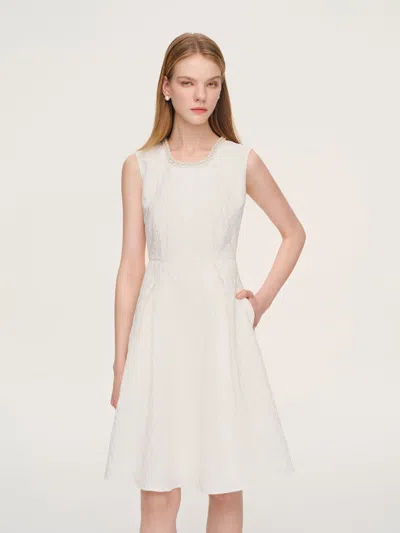 Goelia Jacquard Sleeveless Women Mini Dress In White