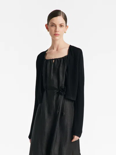 Goelia Jade Button Knitted Women Crop Cardigan In Black