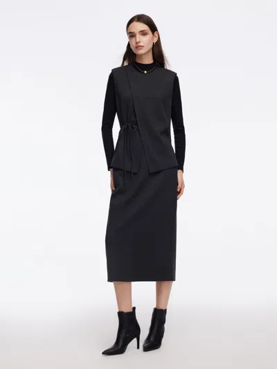 Goelia Knit Tank And Skirt And Long Sleeve Top Three-piece Set In Black