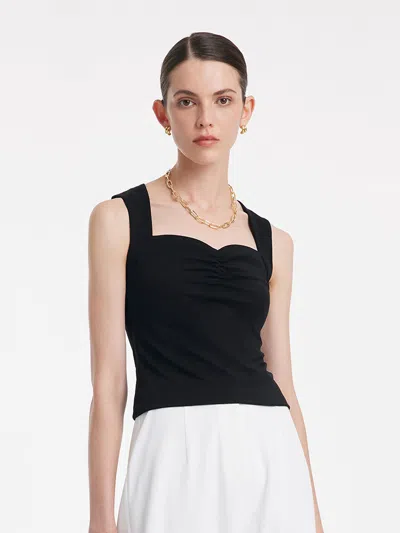 Goelia Knitted Camisole With Detachable Chest Pads In Black