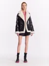 Goelia Lapel Patchwork Goose Down Jacket In Black