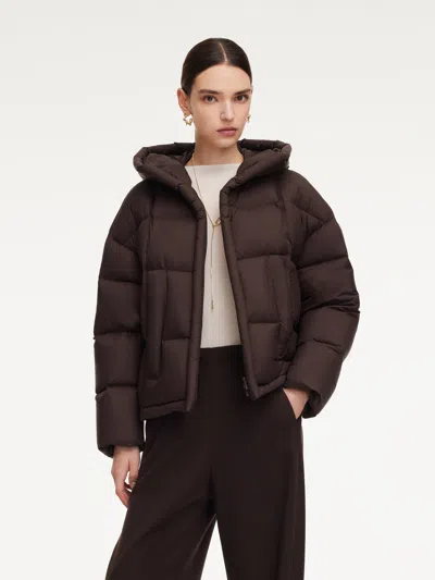 Goelia Lightweight Water-repellent Hooded Goose Down Jacket In Brown