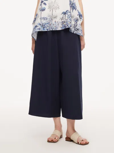 Goelia Linen Blend A-line Women Culottes In Blue