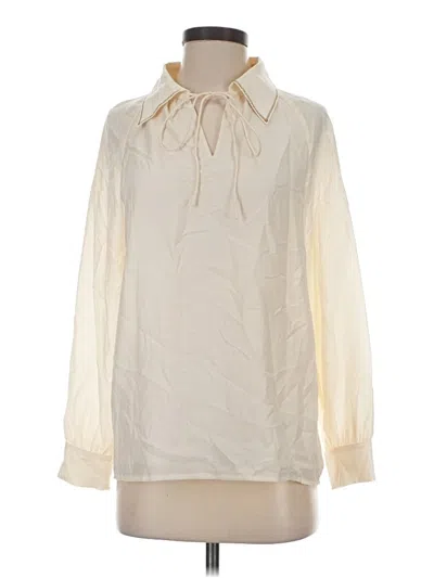 Pre-owned Goelia Long Sleeve Blouse In White