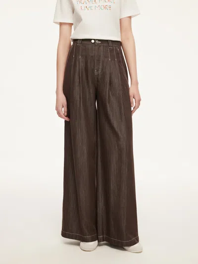 Goelia Lyocell Blend Denim Women Straight Leg Jeans In Brown