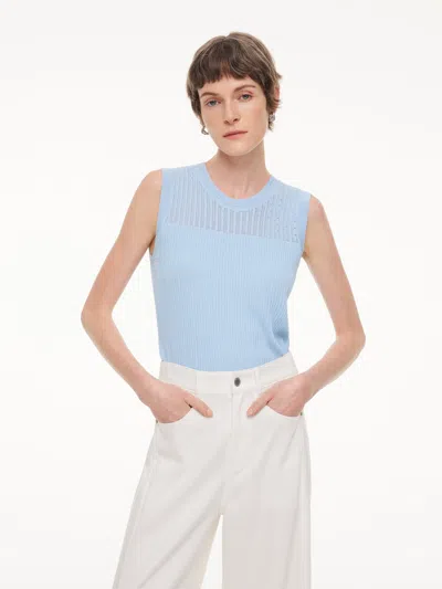 Goelia Lyocell Blend Rhinestone Women Knit Tank Top In Blue