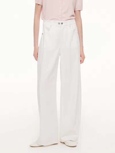 Goelia Lyocell Cotton Blend Adjustable Waist Women Curved-leg Jeans In White
