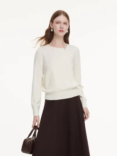 Goelia Lyocell Wool Blend Asymmetrical Neck Women Knit Top In Off White