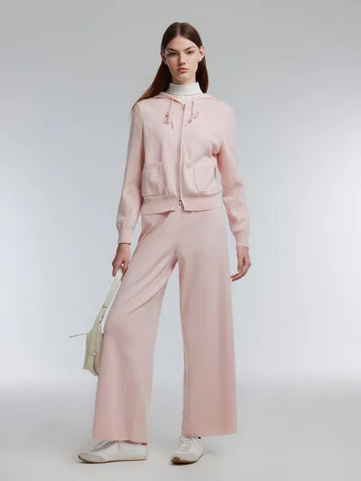Goelia Lyocell Wool Blend Hooded Cardigan And Pants Two-piece Set In Pink